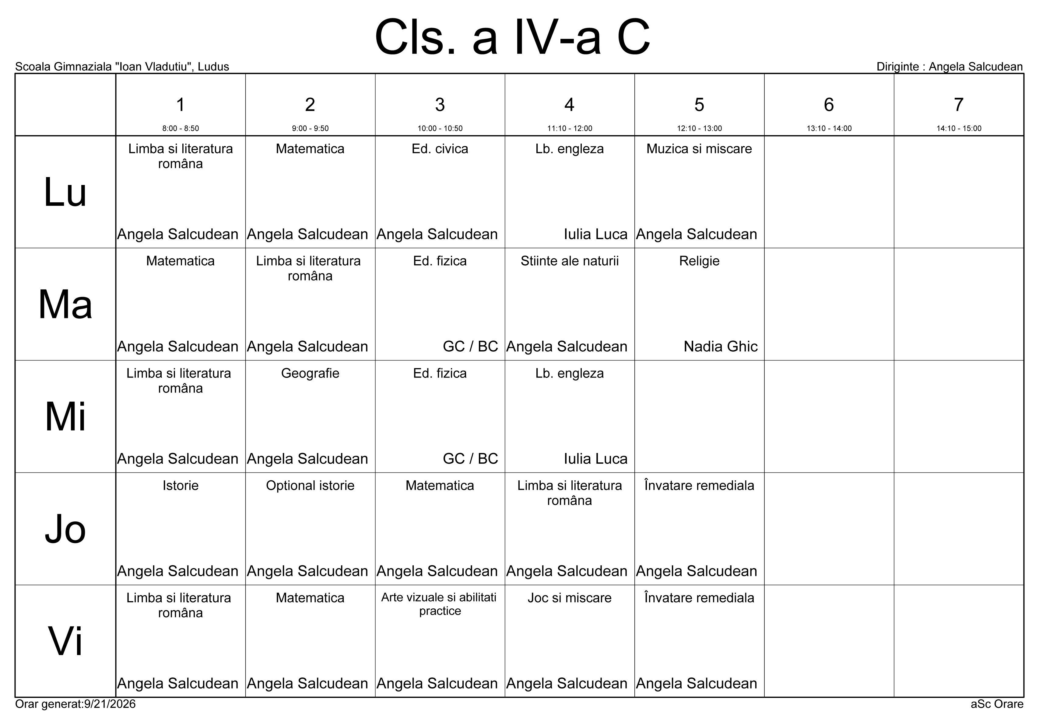 Orar elevi